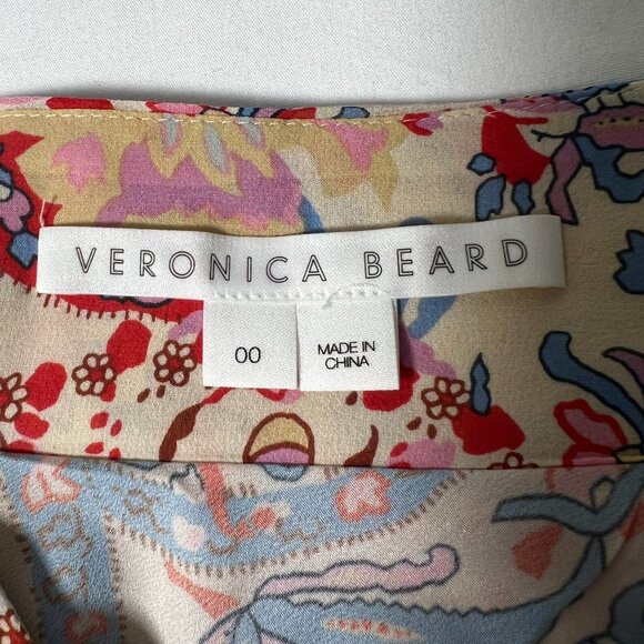 Veronica Beard Kaydence Paisley Silk Midi Skirt Multi  Ruffle Sheer 00 - Picture 7 of 16